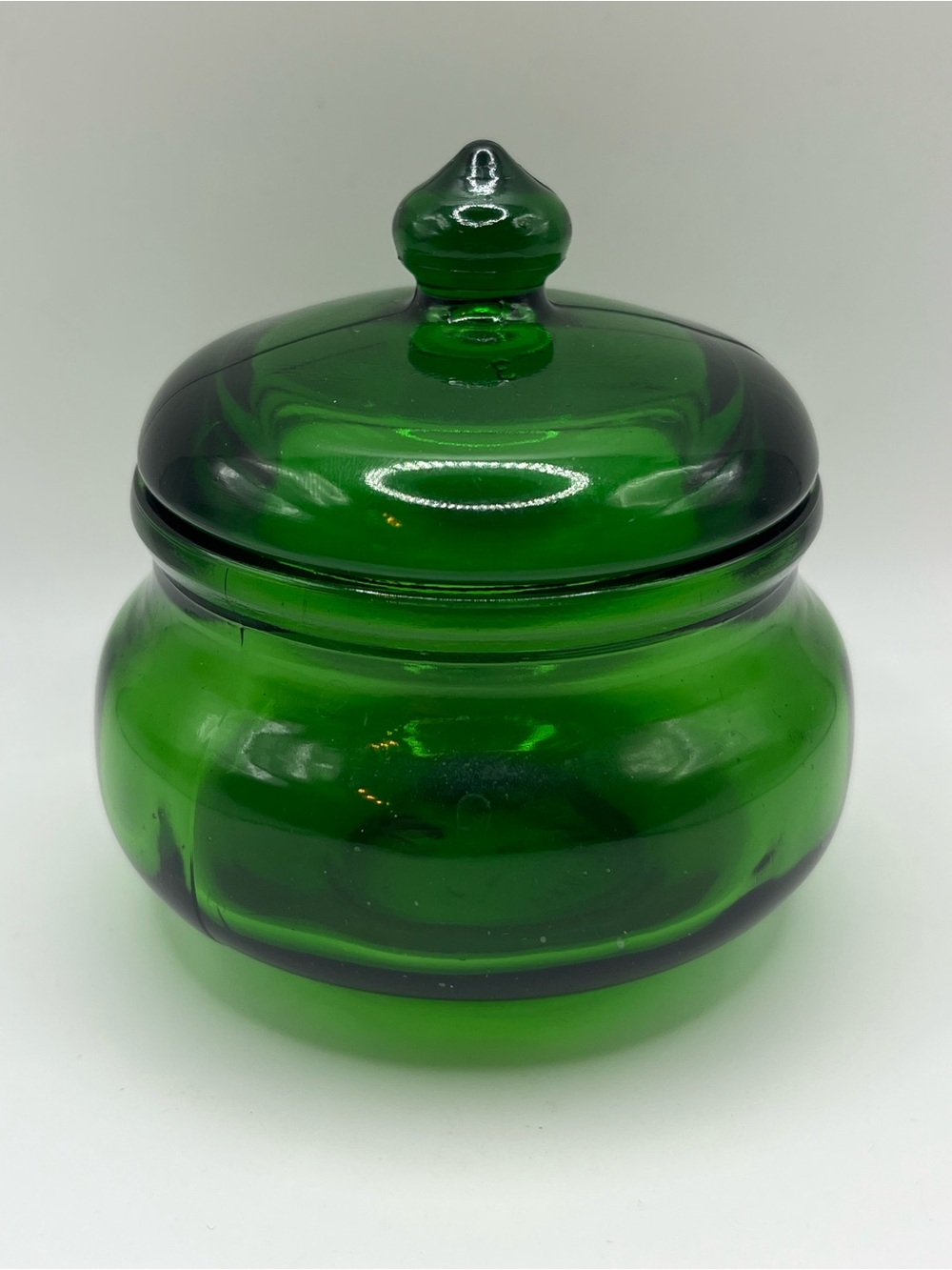 Vintage Green Glass Apothecary Jar